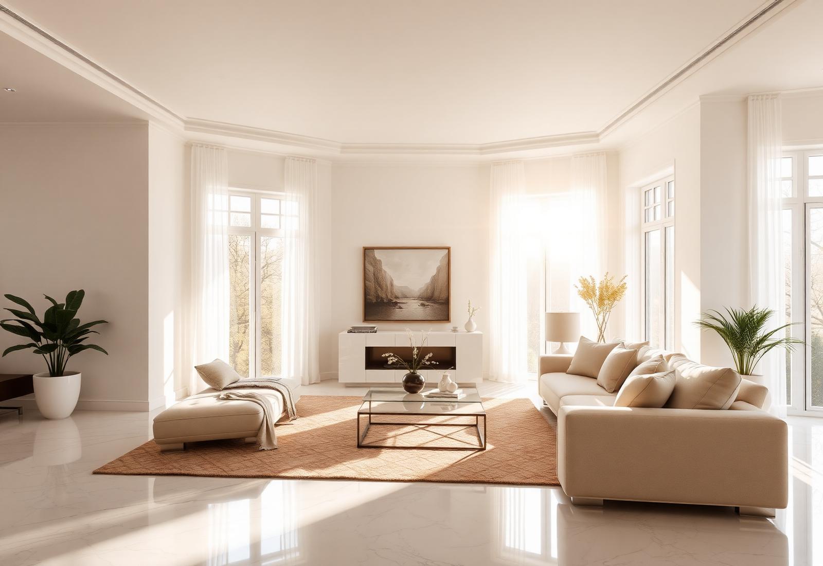 Sunlit, immaculately cleaned living room in an Orlando home